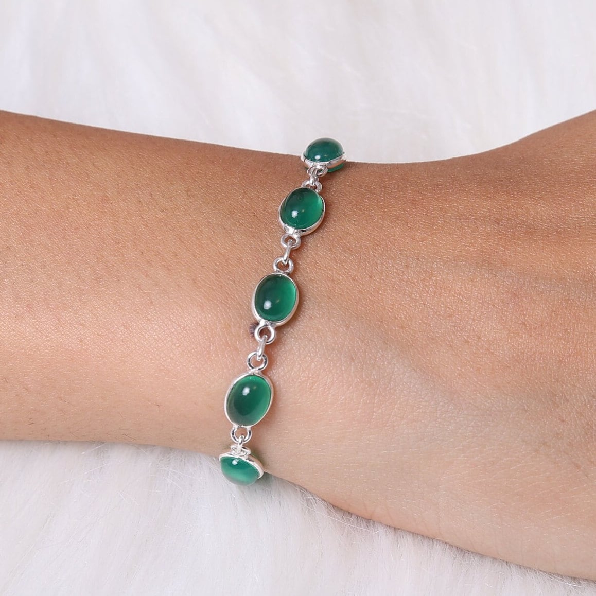 Green Onyx Sterling Silver Bracelet