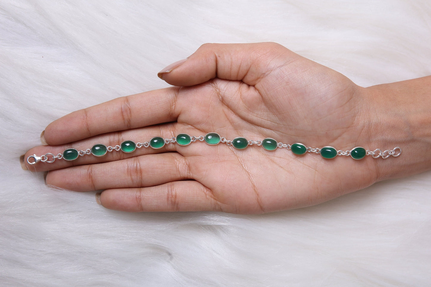 Green Onyx Sterling Silver Bracelet