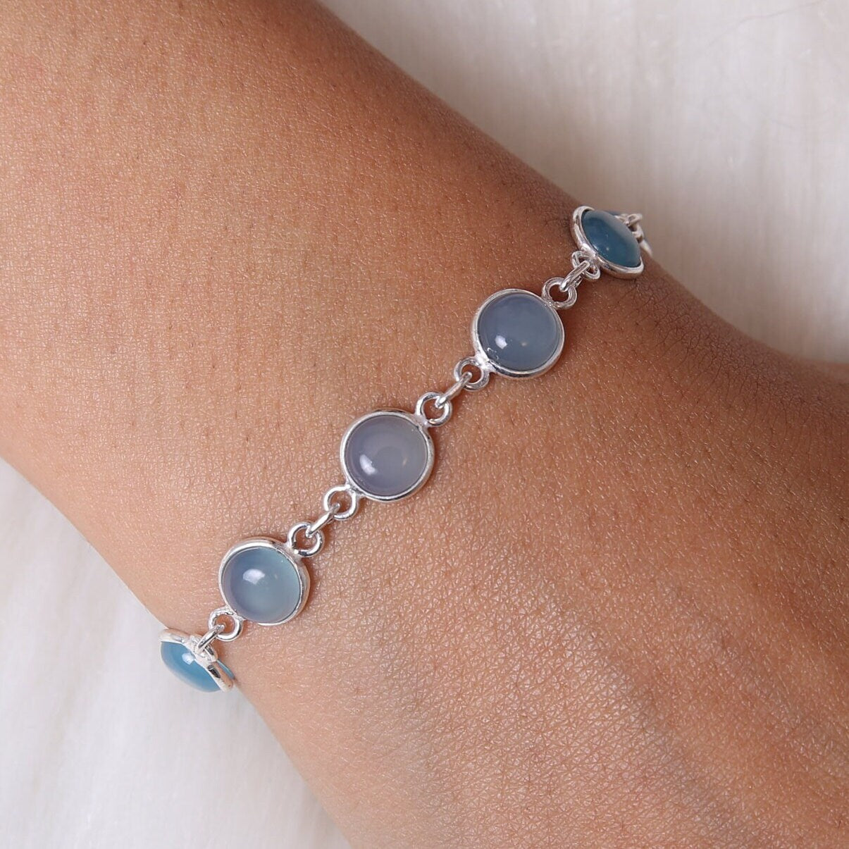 Aquamarine Sterling Silver Bracelet