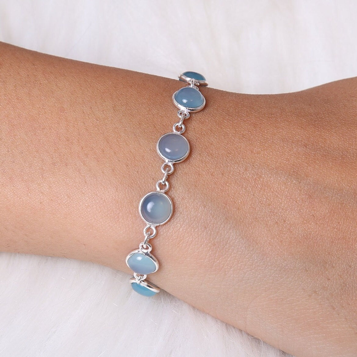 Aquamarine Sterling Silver Bracelet