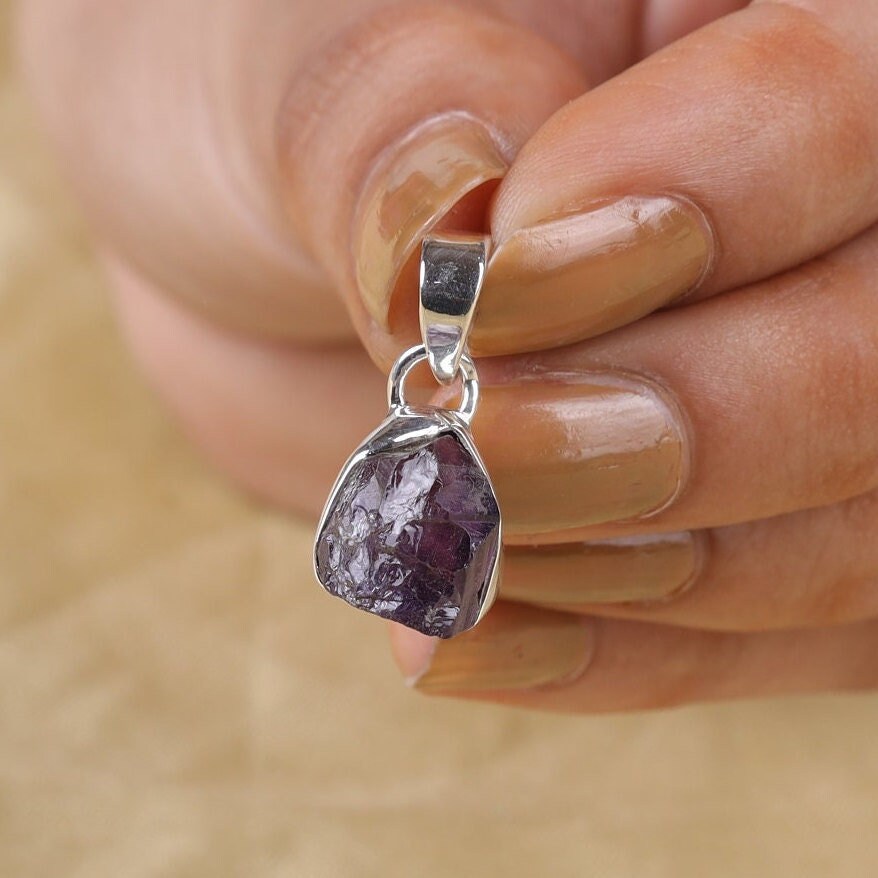 Raw Amethyst Sterling Silver Pendant