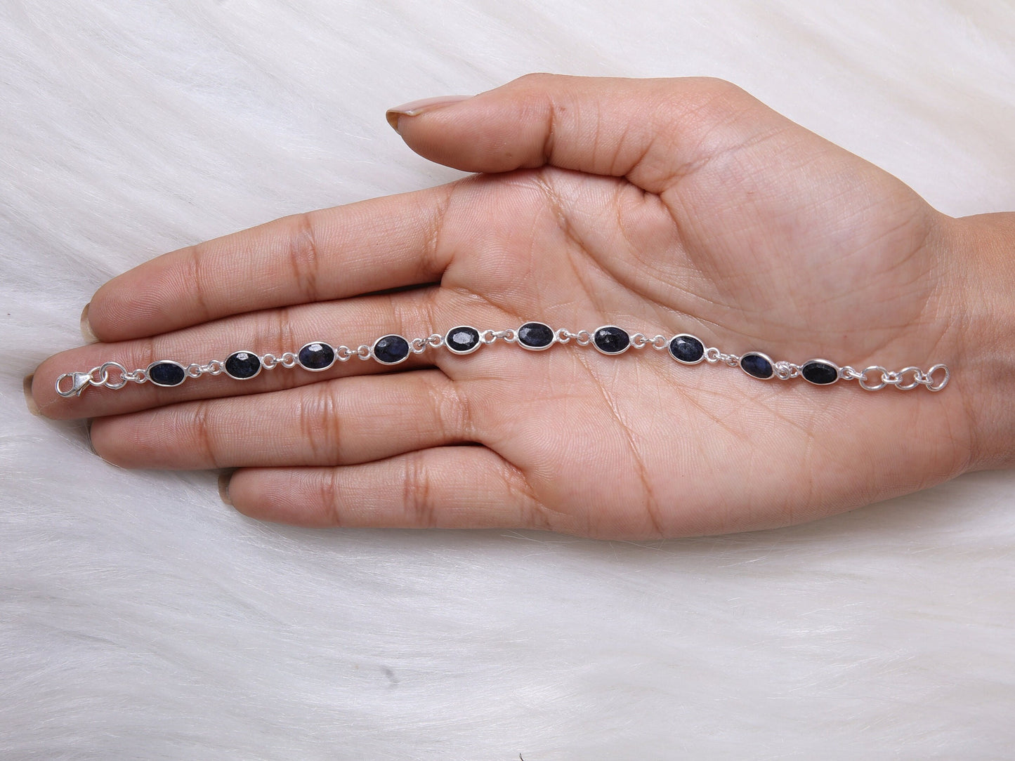 Blue Sapphire Sterling Silver Bracelet