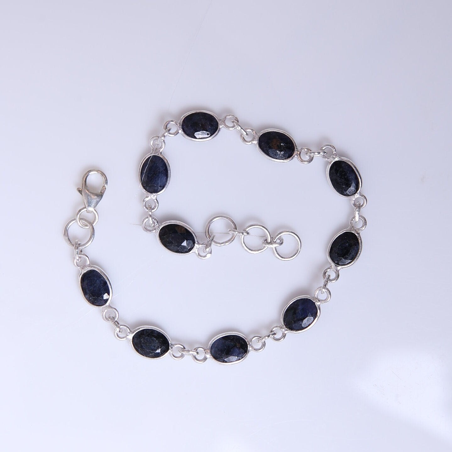 Blue Sapphire Sterling Silver Bracelet