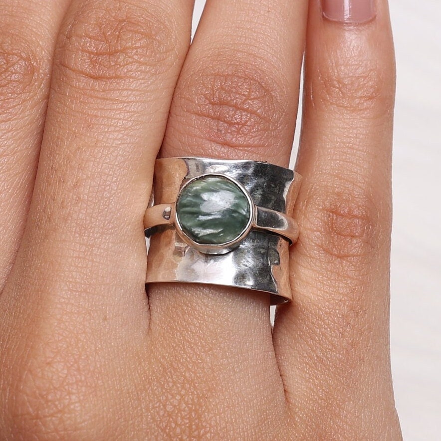 Seraphinite Sterling Silver Ring