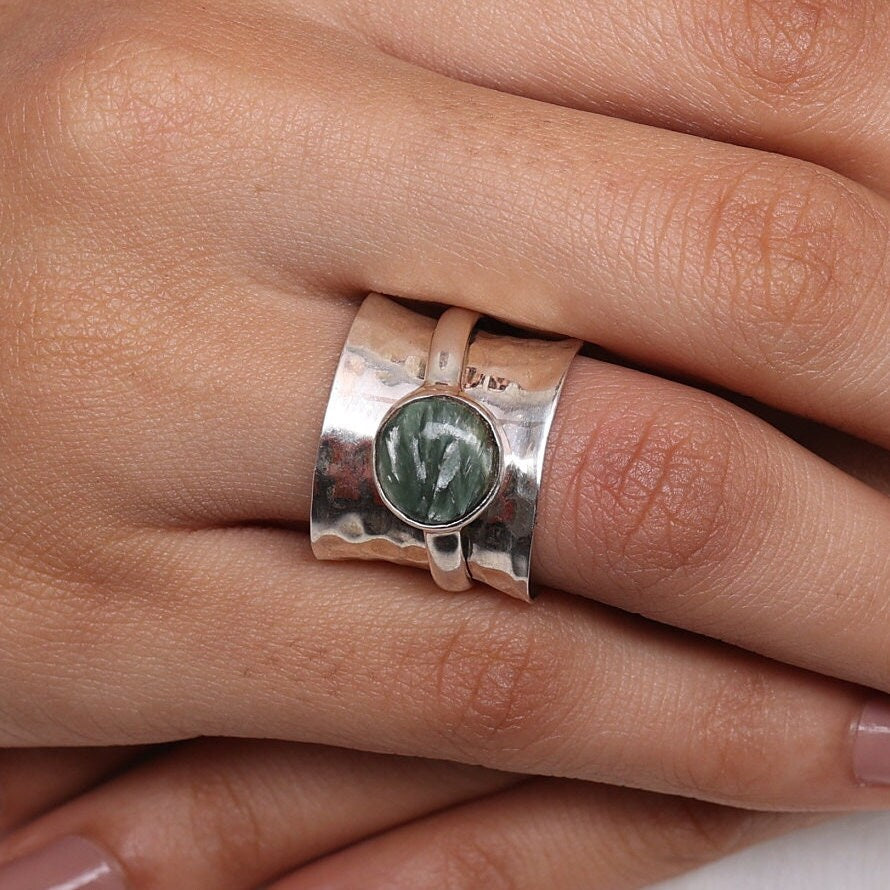 Seraphinite Sterling Silver Ring