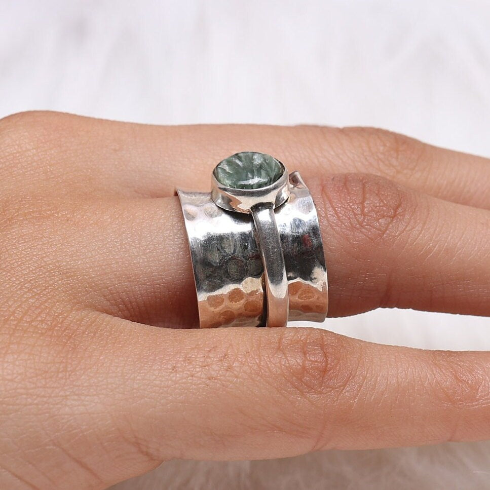 Seraphinite Sterling Silver Ring