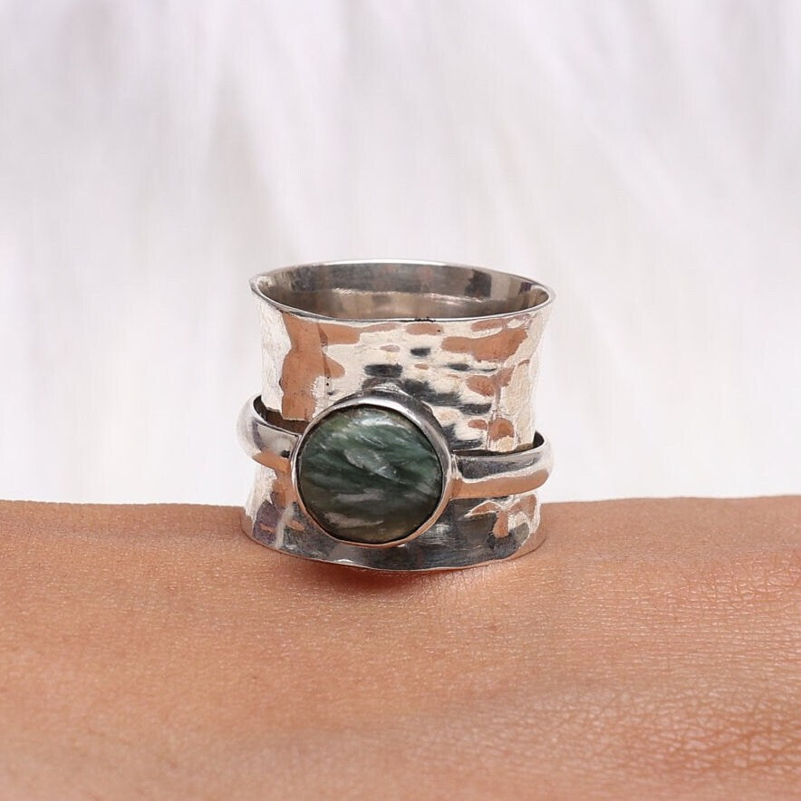 Seraphinite Sterling Silver Ring