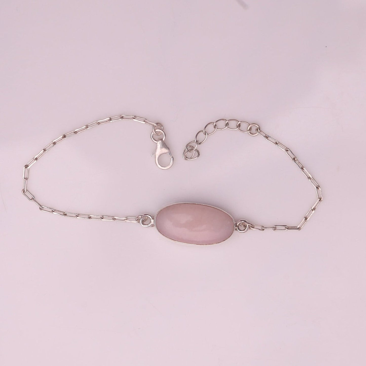 Pink Opal Sterling Silver Bracelet