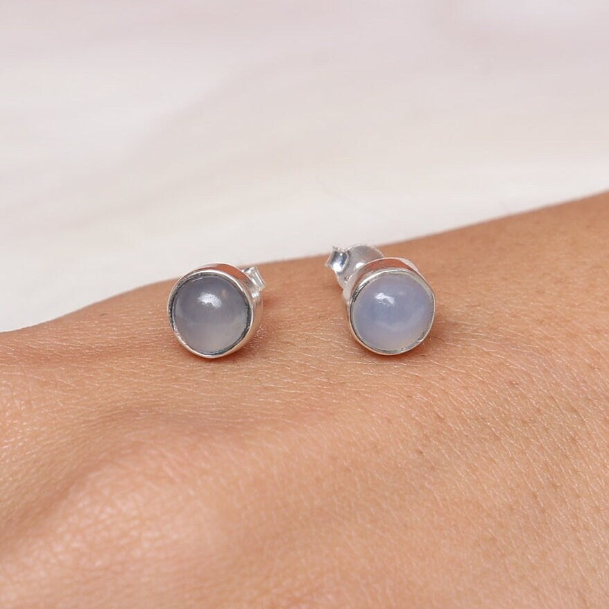 Chalcedony Sterling Silver Stud Earrings