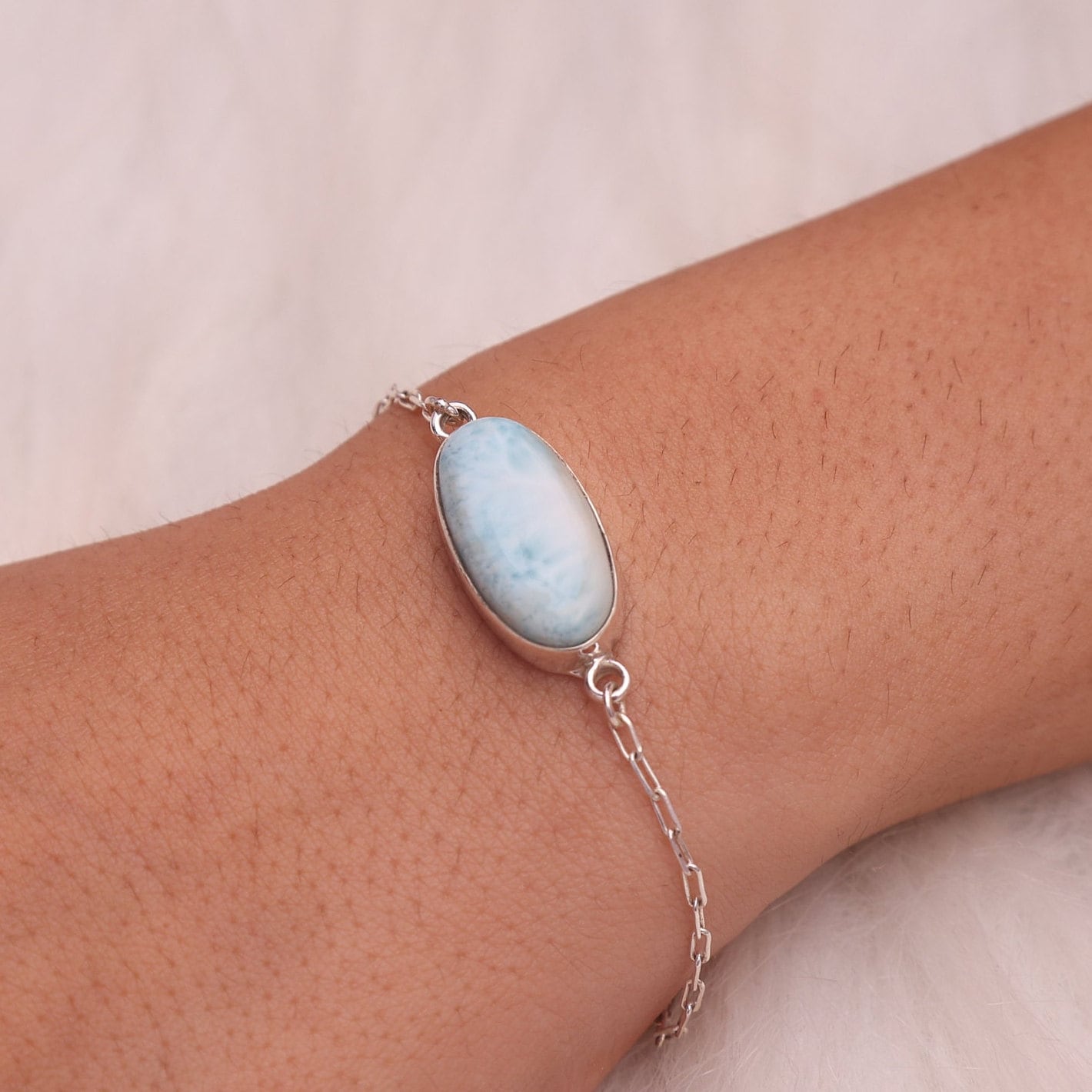 Dominican Larimar Sterling Silver Bracelet