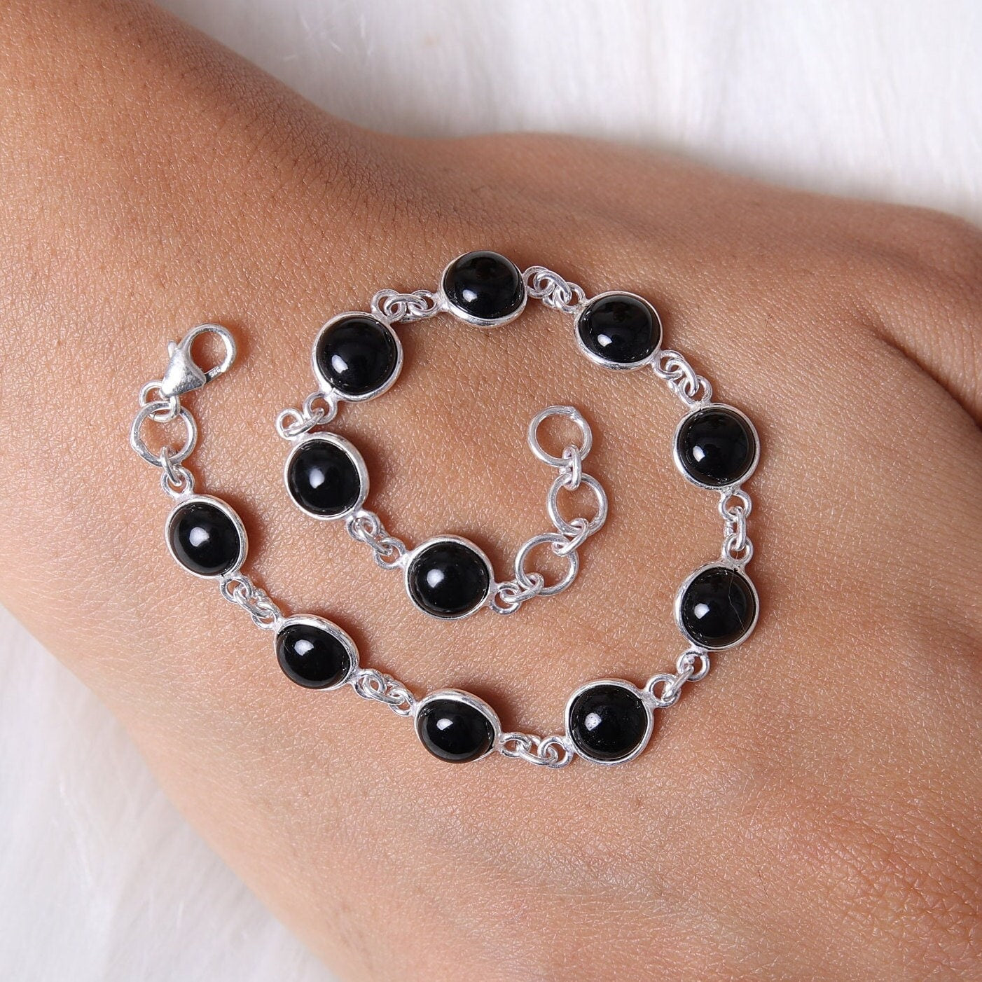 Black Onyx Sterling Silver Bracelet