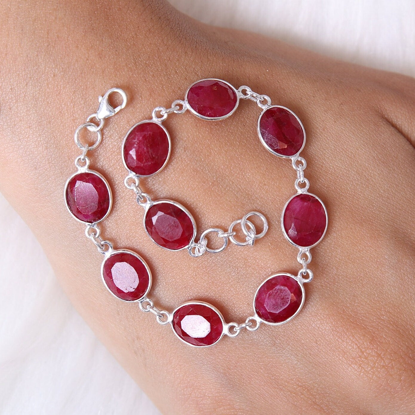 Ruby Sterling Silver Bracelet