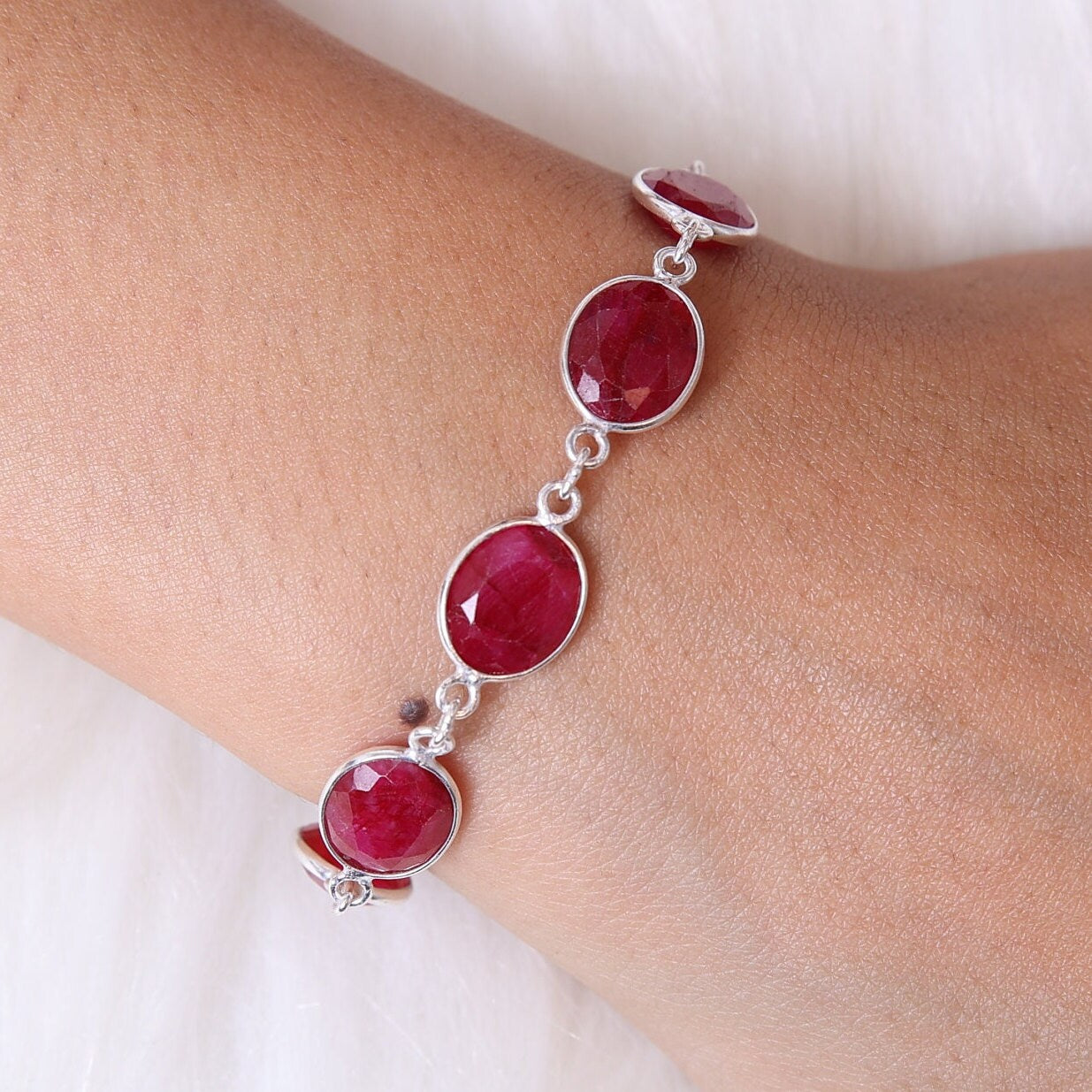 Ruby Sterling Silver Bracelet