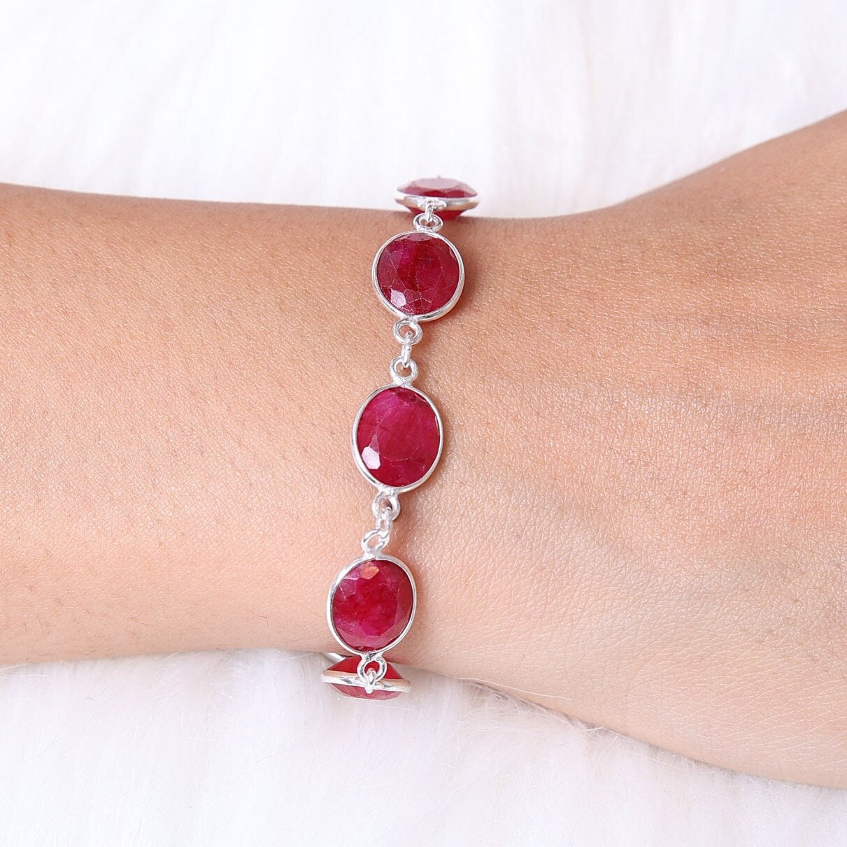 Ruby Sterling Silver Bracelet