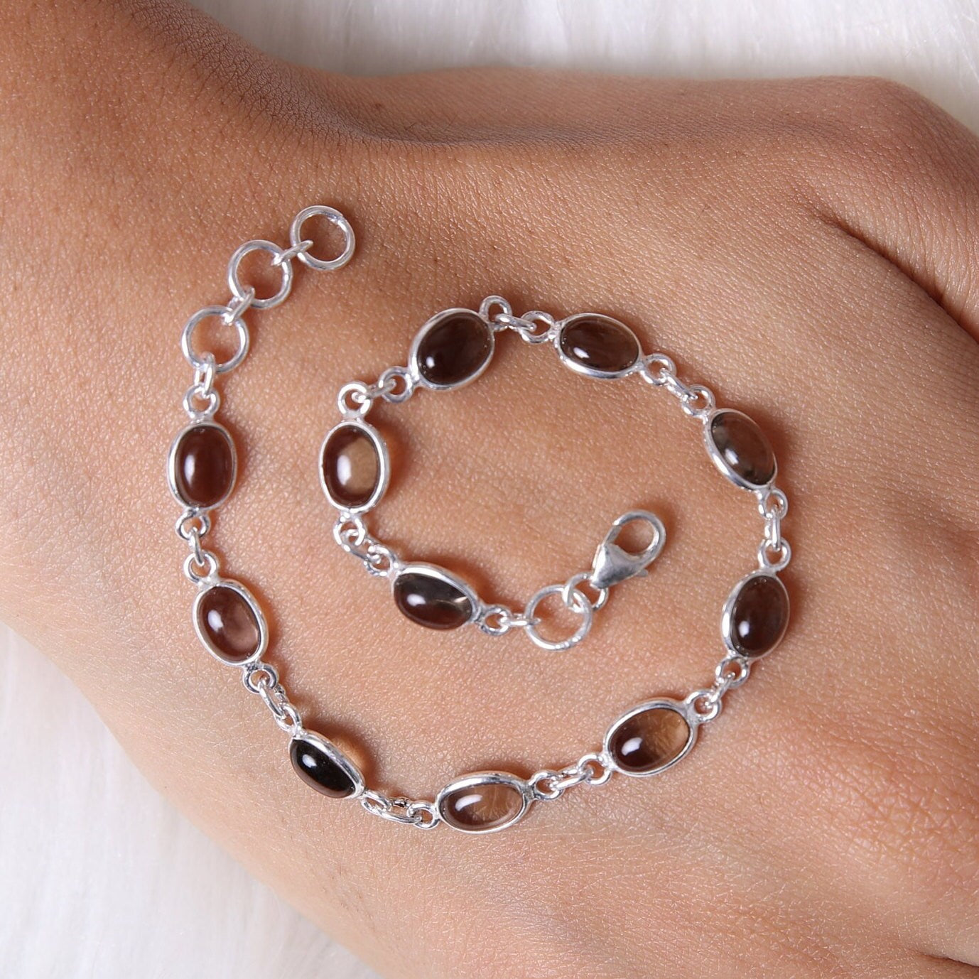 Smoky Quartz Sterling Silver Bracelet