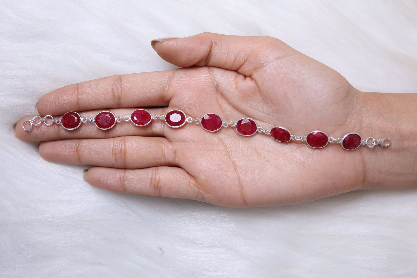 Ruby Sterling Silver Bracelet