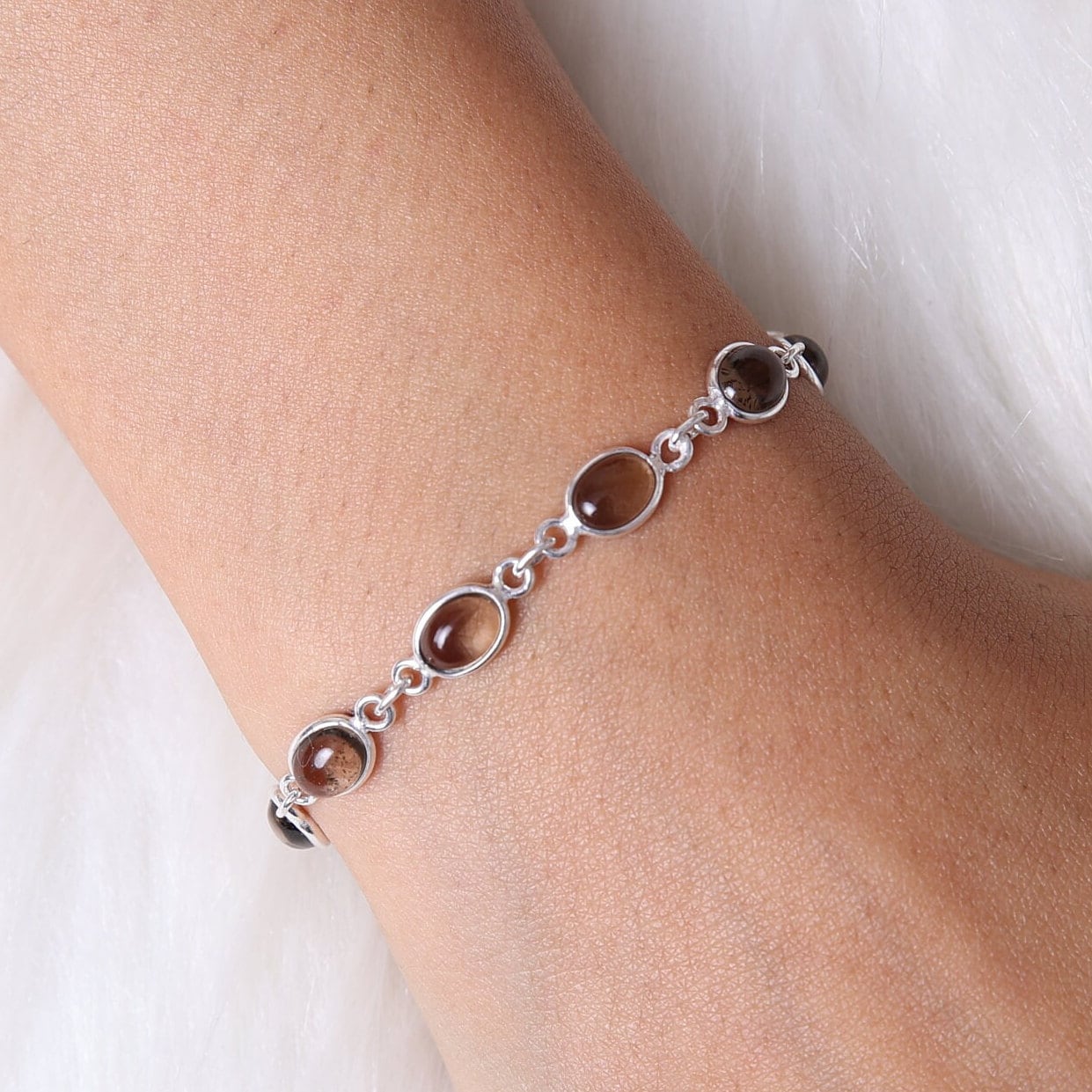 Smoky Quartz Sterling Silver Bracelet