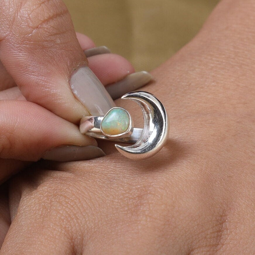 Raw Ethiopian Opal Sterling Silver Ring