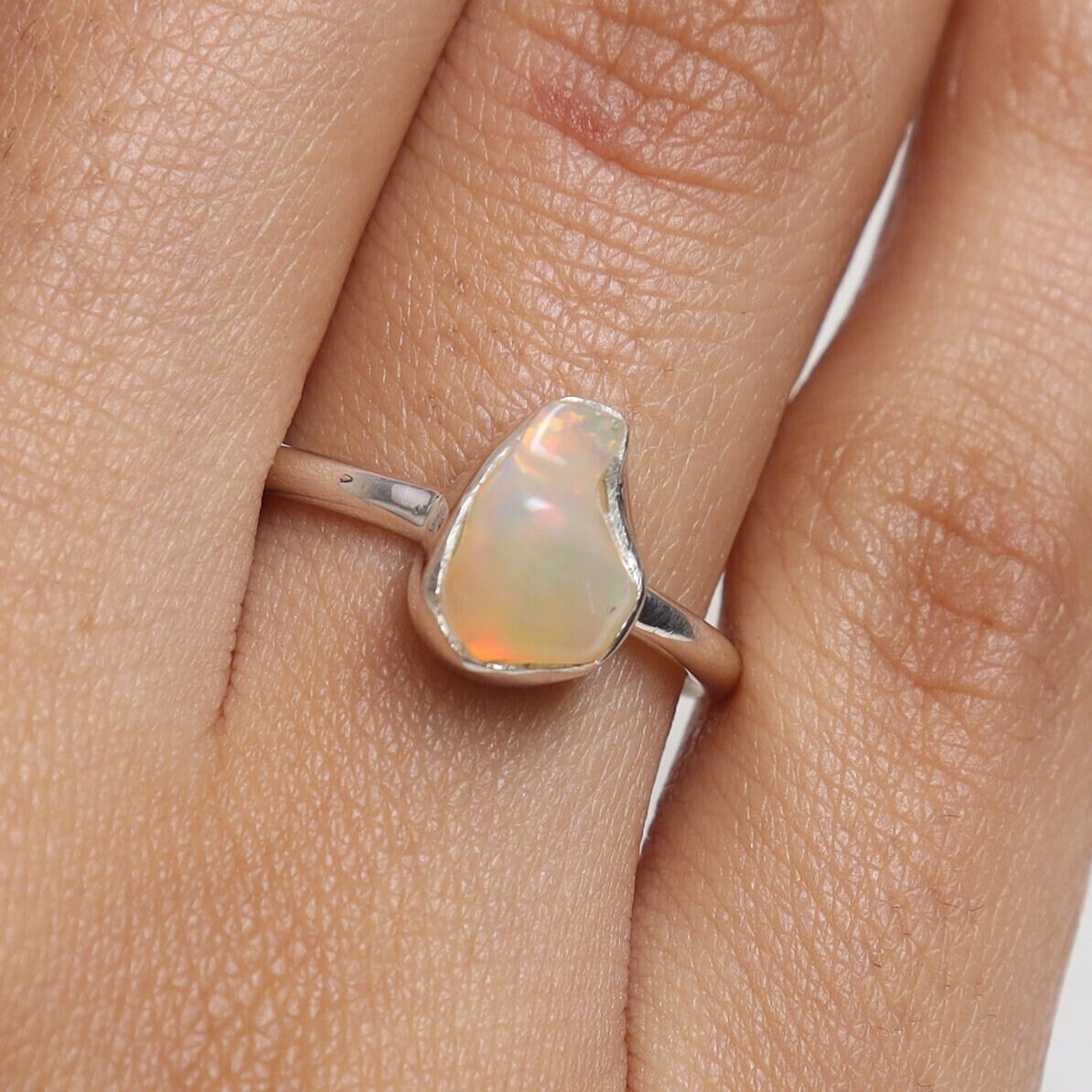 Raw Ethiopian Opal Sterling Silver Ring