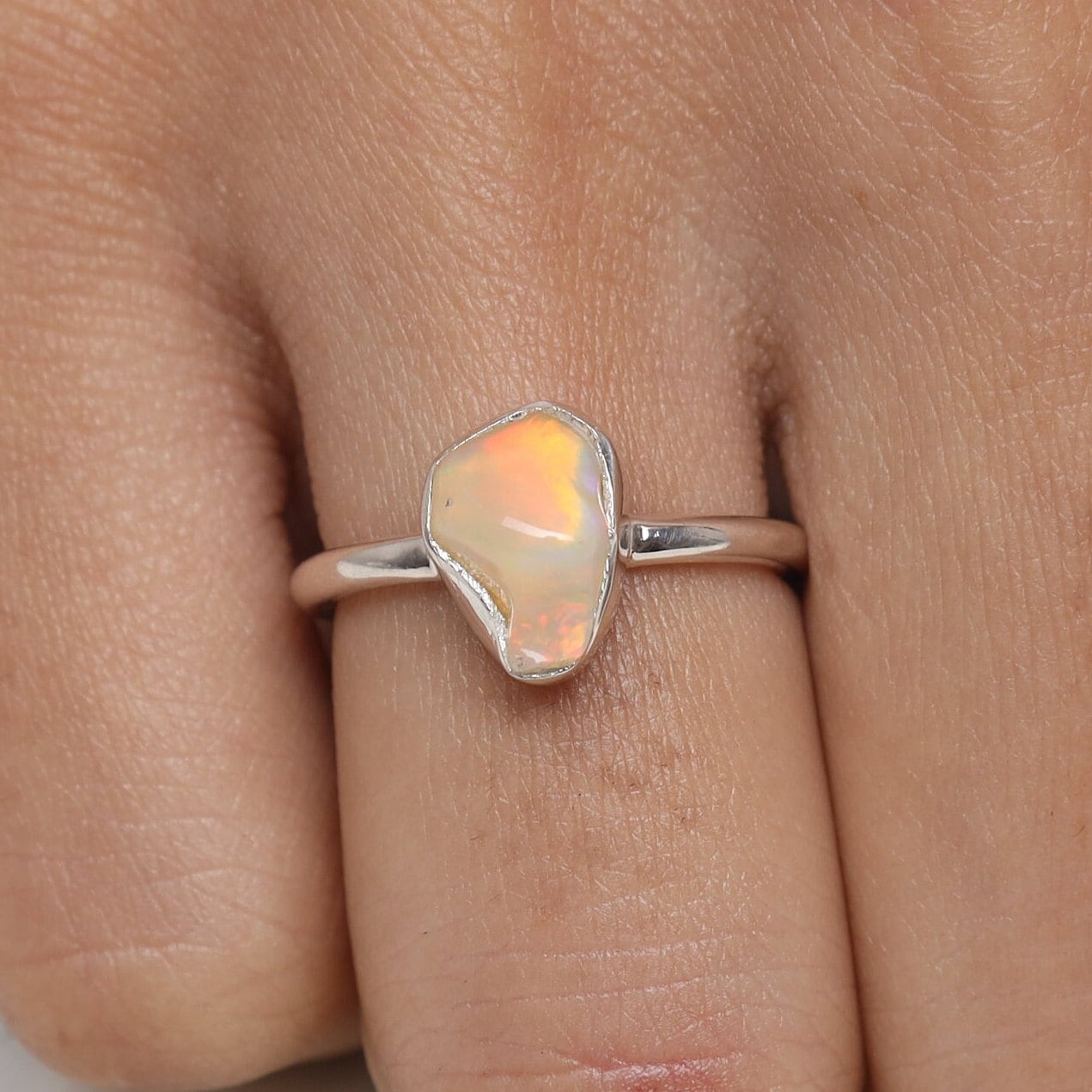 Raw Ethiopian Opal Sterling Silver Ring