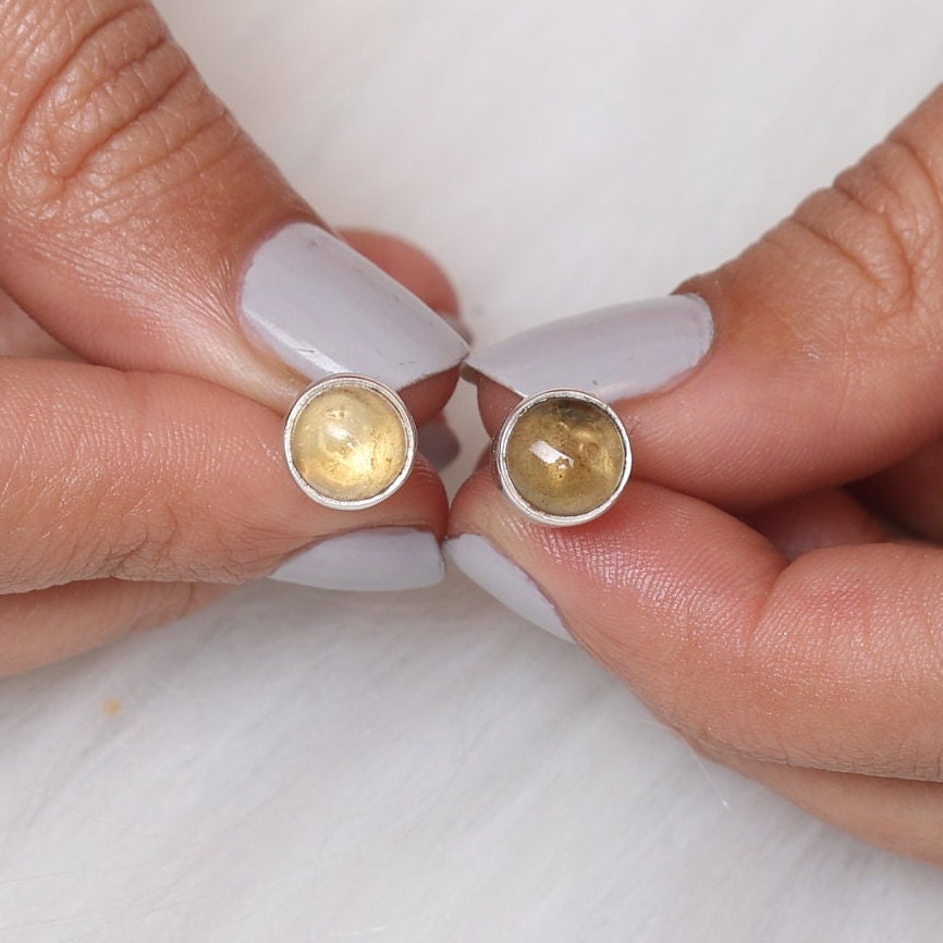 Citrine Sterling Silver Stud Earrings