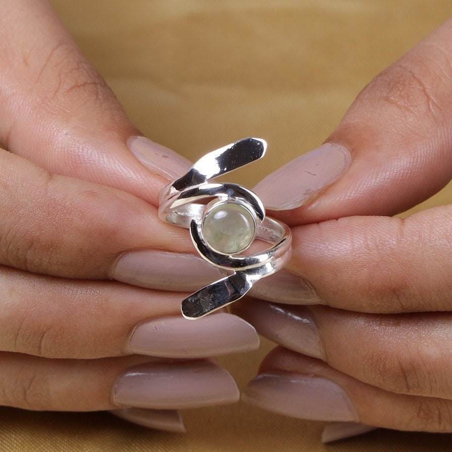 Prehnite Sterling Silver Ring