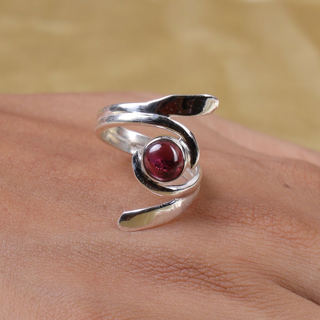 Garnet Sterling Silver Ring