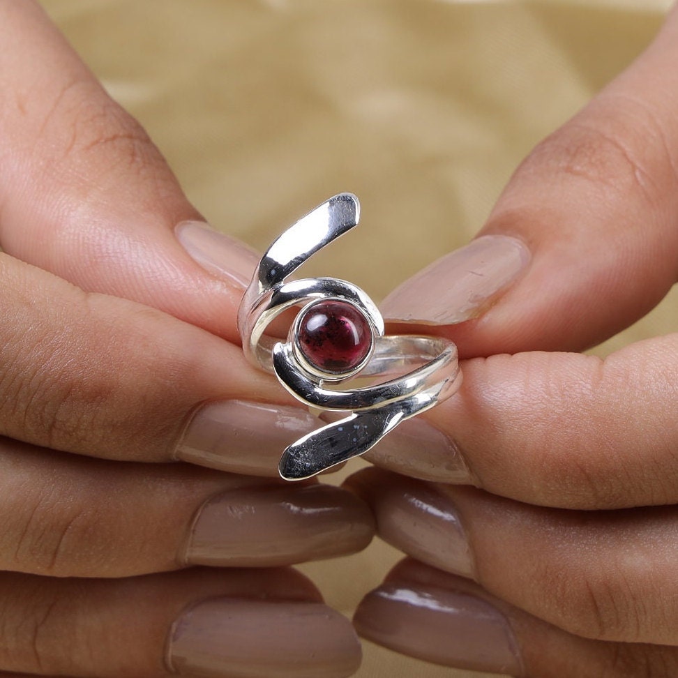 Garnet Sterling Silver Ring