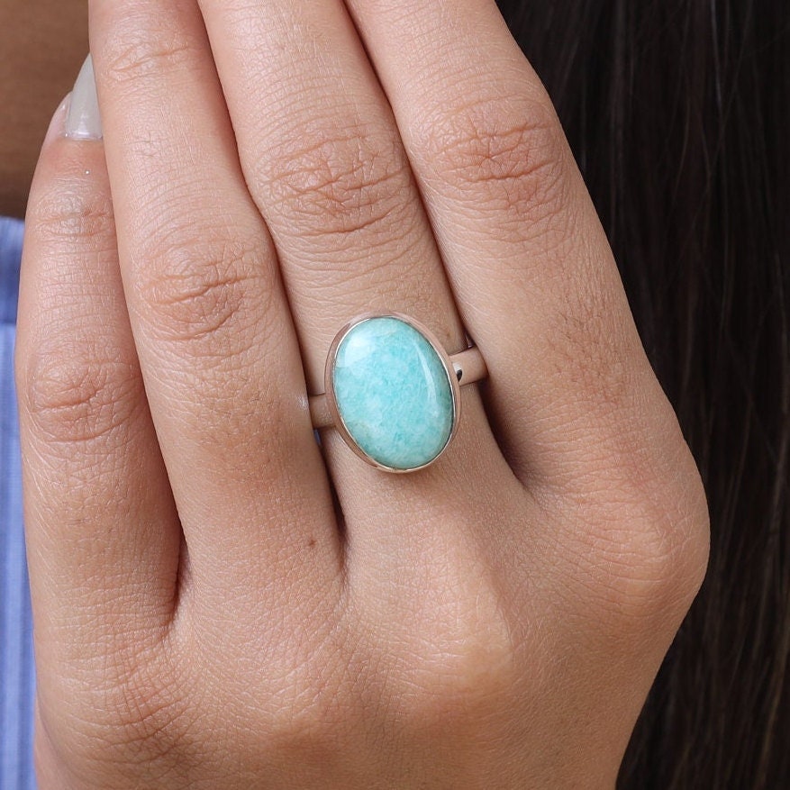 Amazonite 925 Sterling Silver Ring