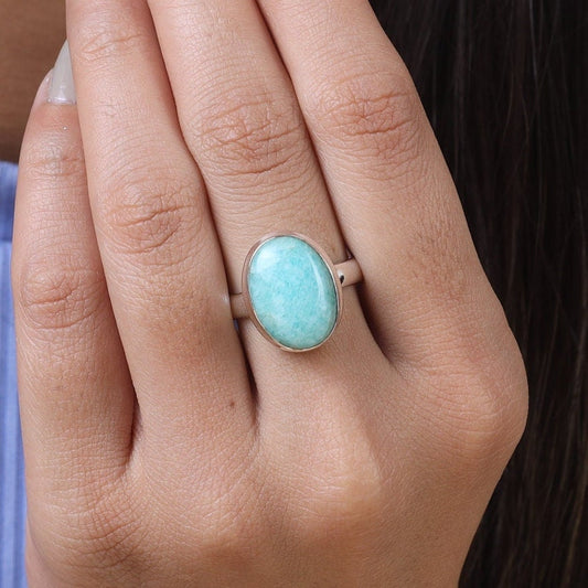 Amazonite 925 Sterling Silver Ring