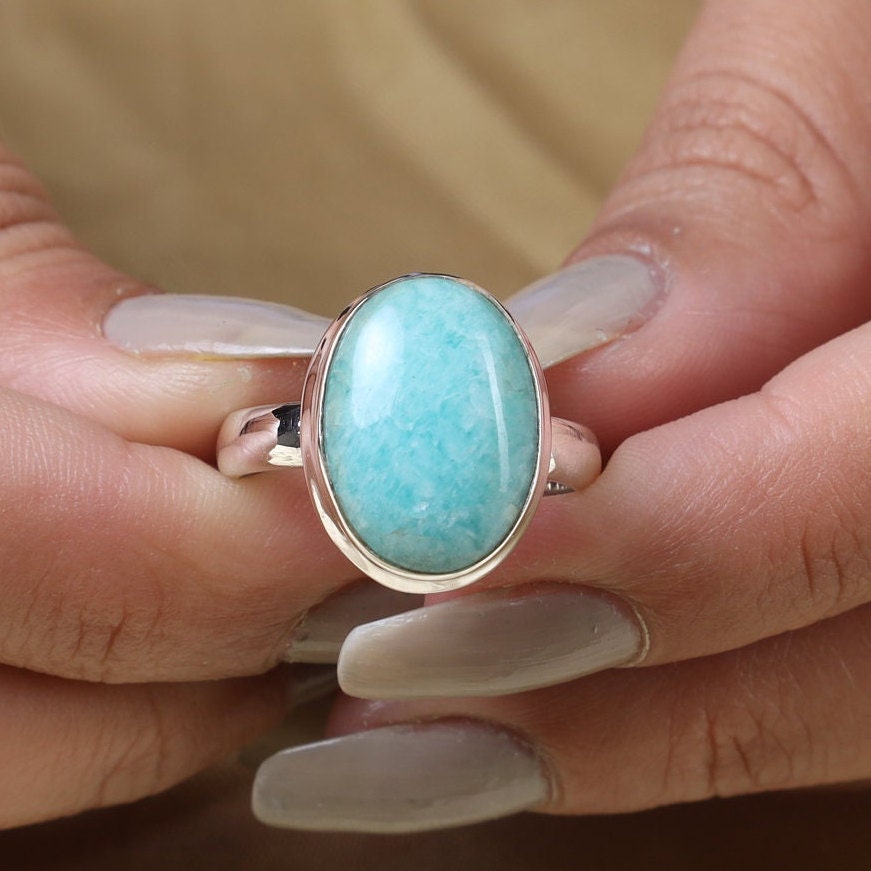 Amazonite 925 Sterling Silver Ring