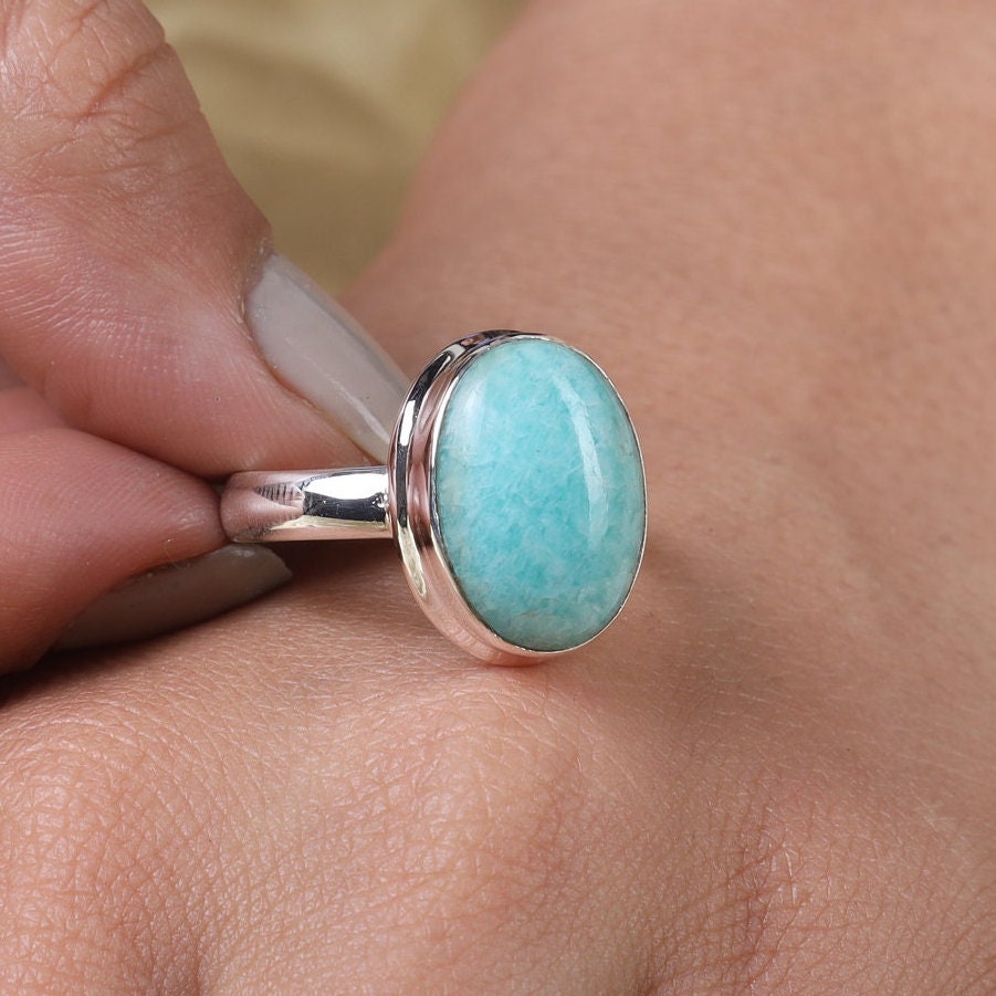 Amazonite 925 Sterling Silver Ring