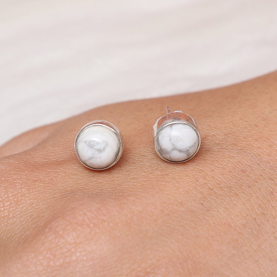 Howlite Sterling Silver Stud Earrings