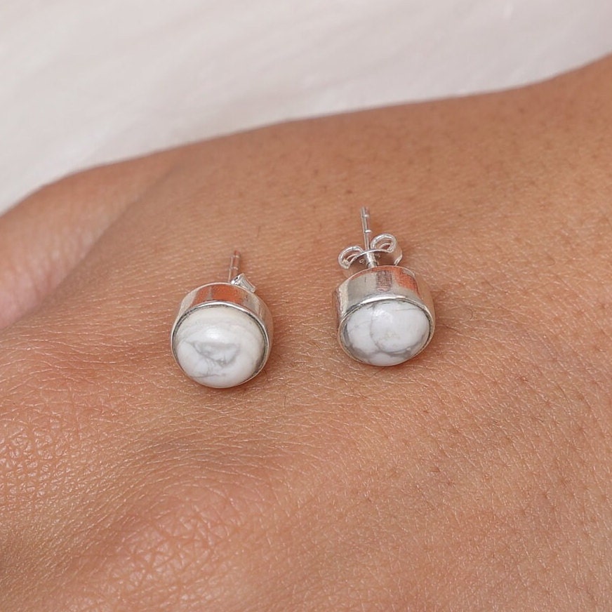 Howlite Sterling Silver Stud Earrings