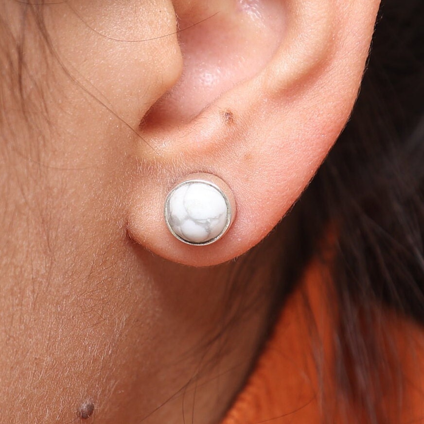 Howlite Sterling Silver Stud Earrings