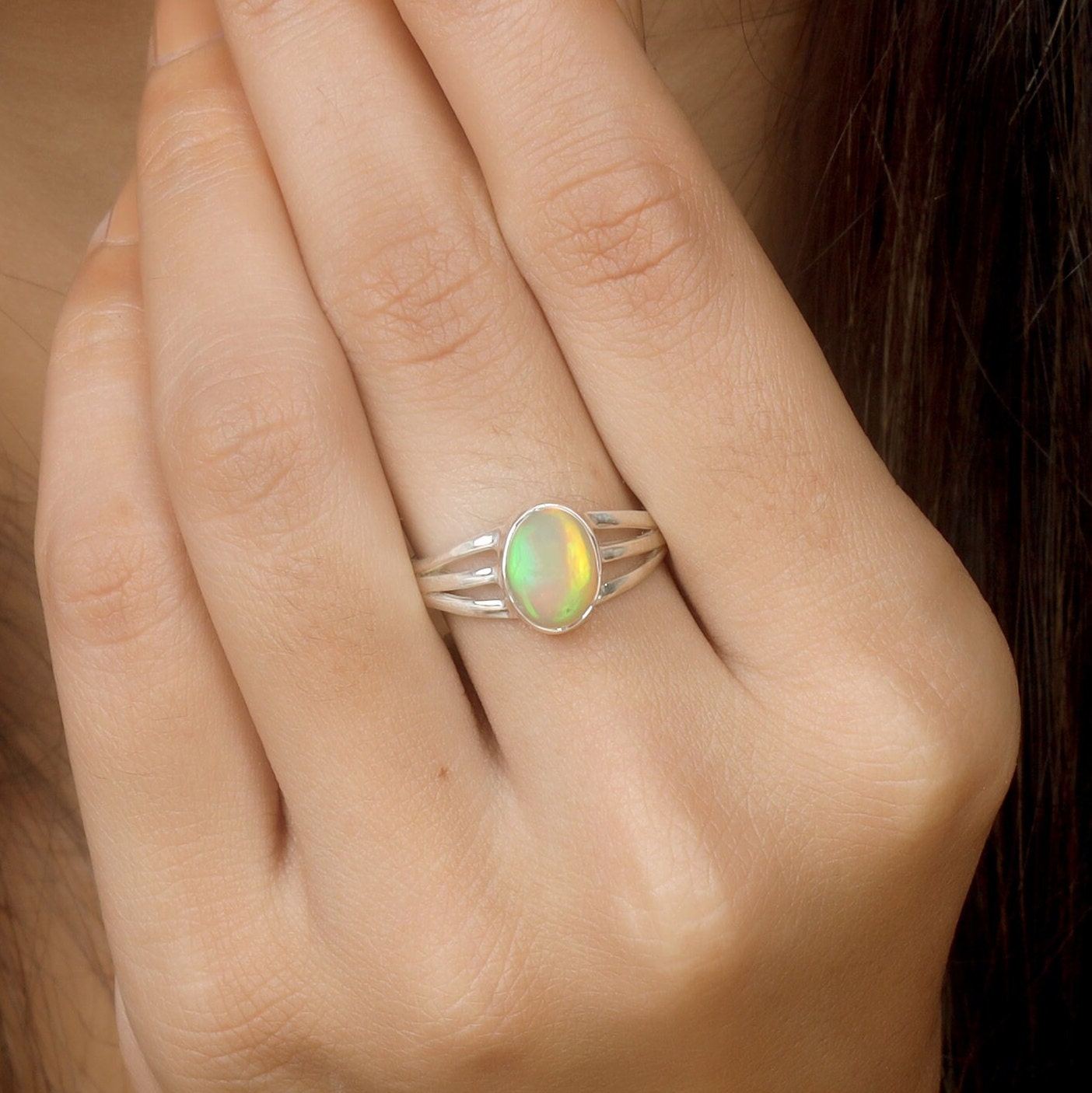 Ethiopian Opal Sterling Silver Ring