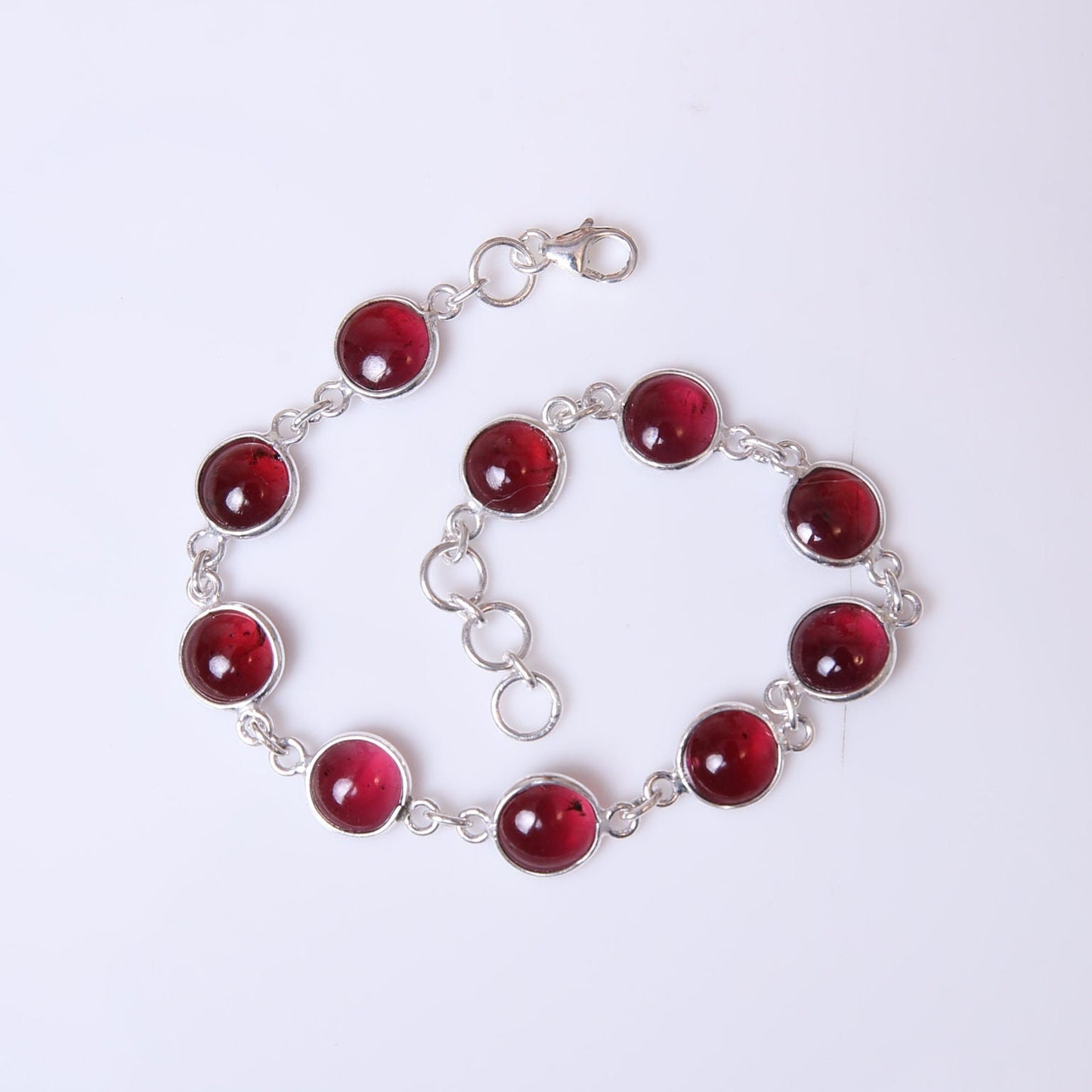 Garnet Sterling Silver Bracelet