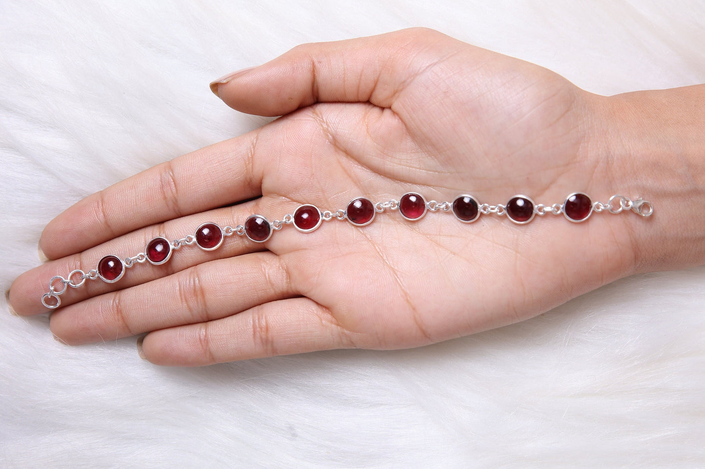 Garnet Sterling Silver Bracelet