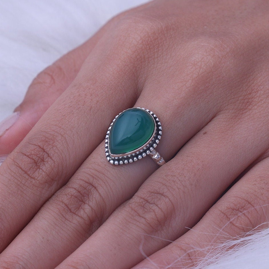 Green Copper Turquoise Sterling Silver Ring