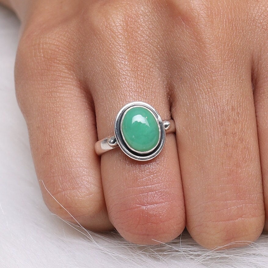 Chrysoprase Sterling Silver Ring