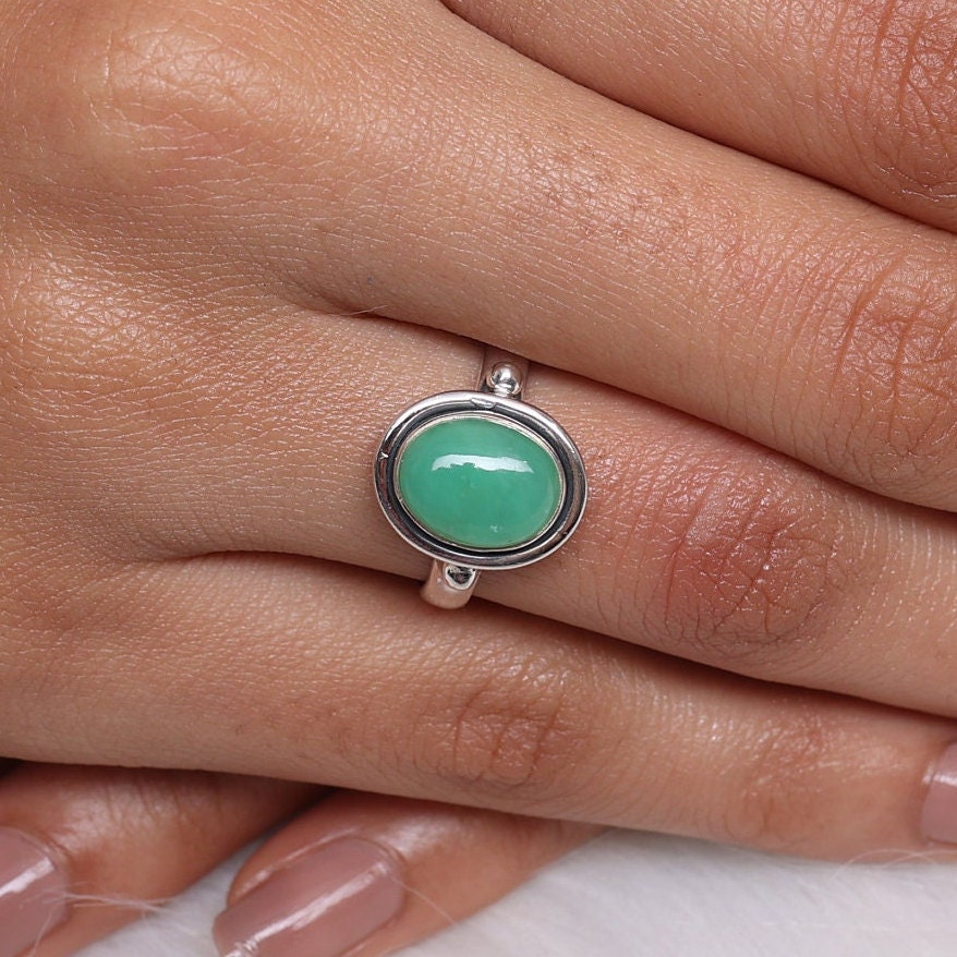 Chrysoprase Sterling Silver Ring