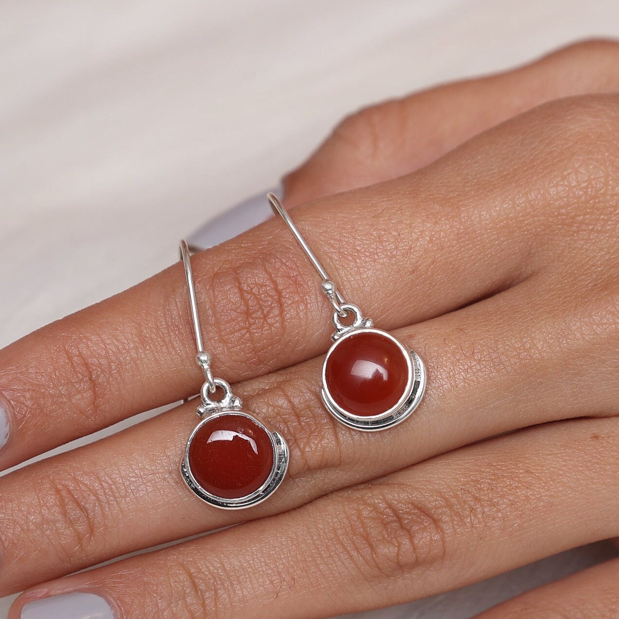 Carnelian Sterling Silver Earrings