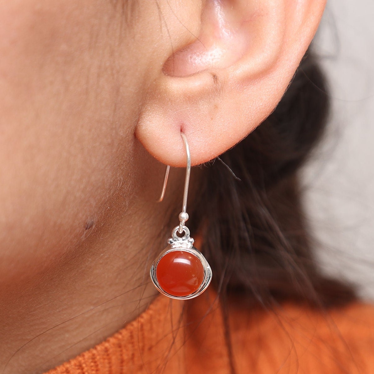 Carnelian Sterling Silver Earrings