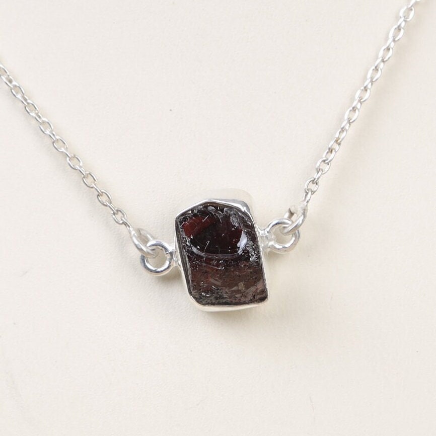 Raw Garnet Sterling Silver Pendant