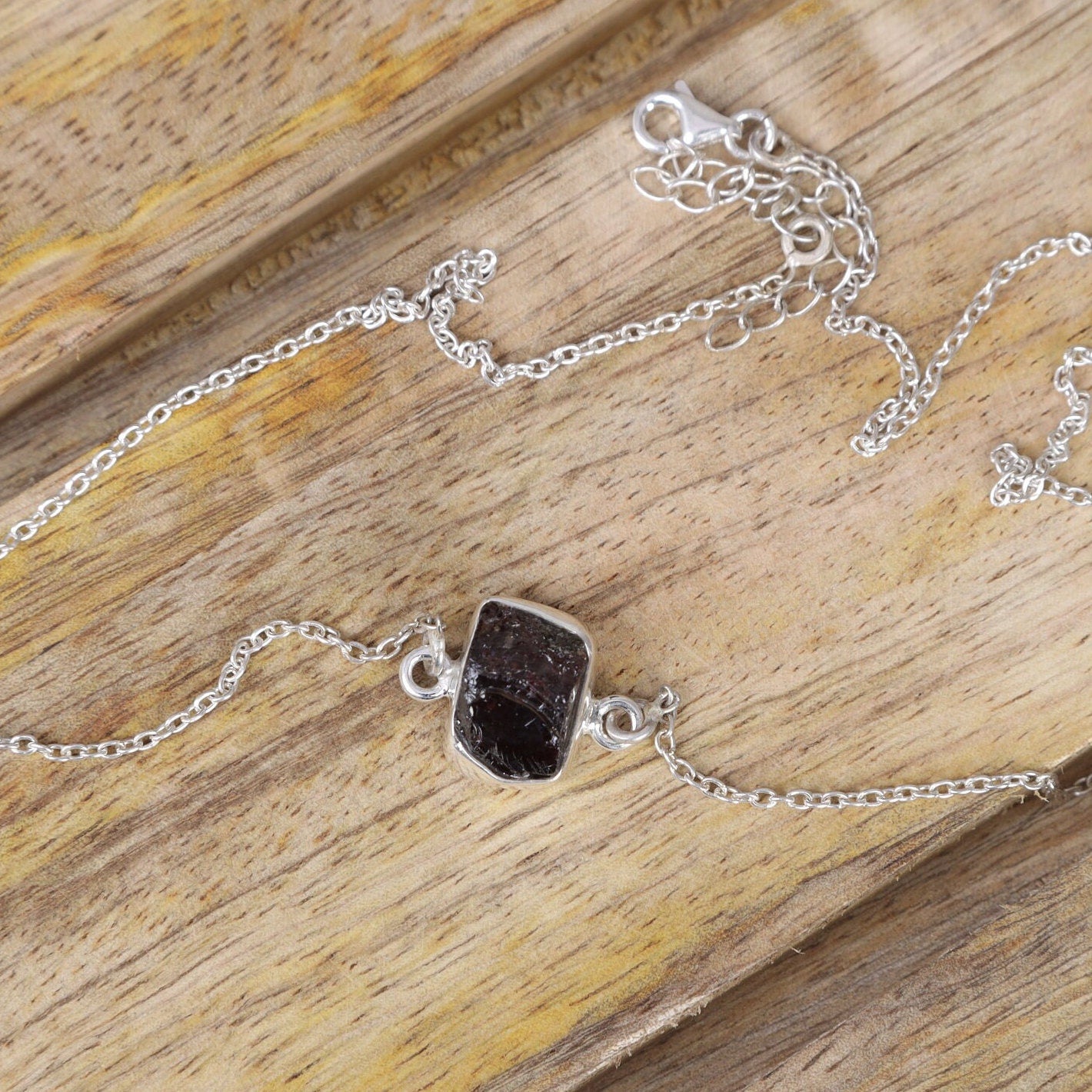 Raw Garnet Sterling Silver Pendant