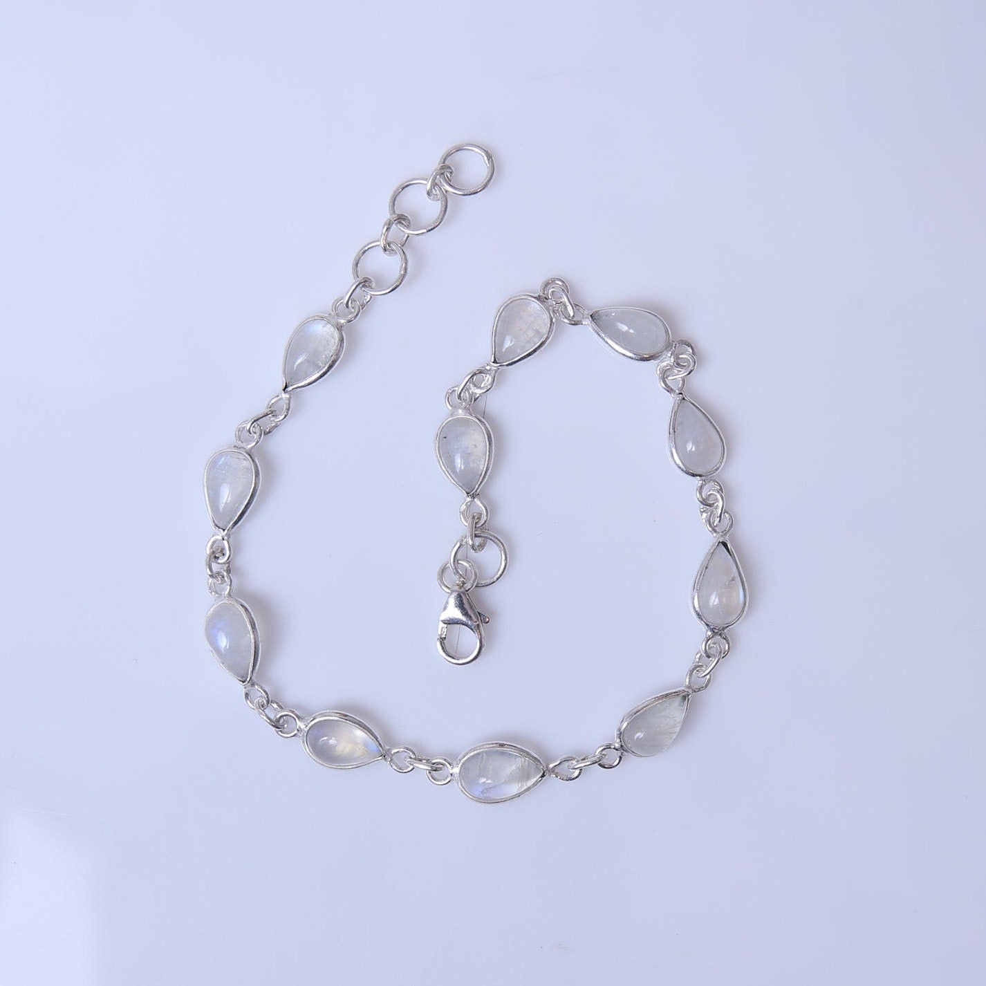 Rainbow Moonstone Sterling Silver Bracelet