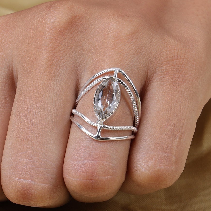 Crystal Sterling Silver Ring