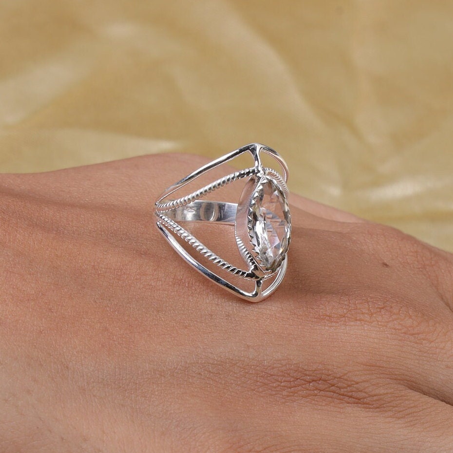 Crystal Sterling Silver Ring