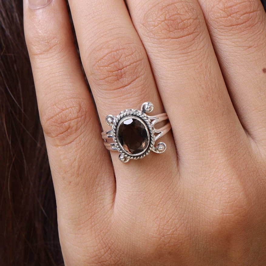 Smoky Quartz Sterling Silver Ring