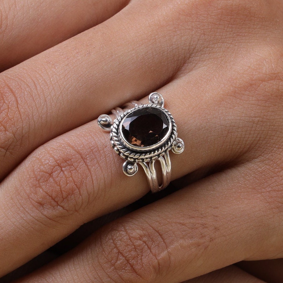 Smoky Quartz Sterling Silver Ring